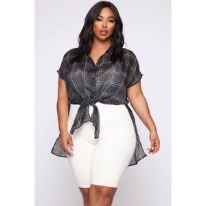 NWOT Collared Button Down Plaid Top 2X